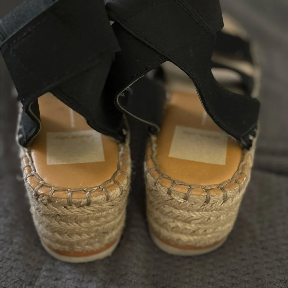 Dolce‎ Vita Lury Platform Espadrille Black Wedge Sandals, Sz 8M